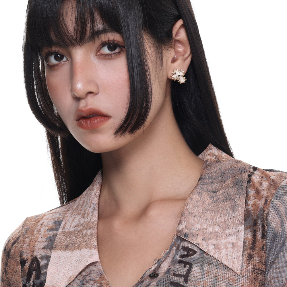 Cross Cactus Stud Earrings