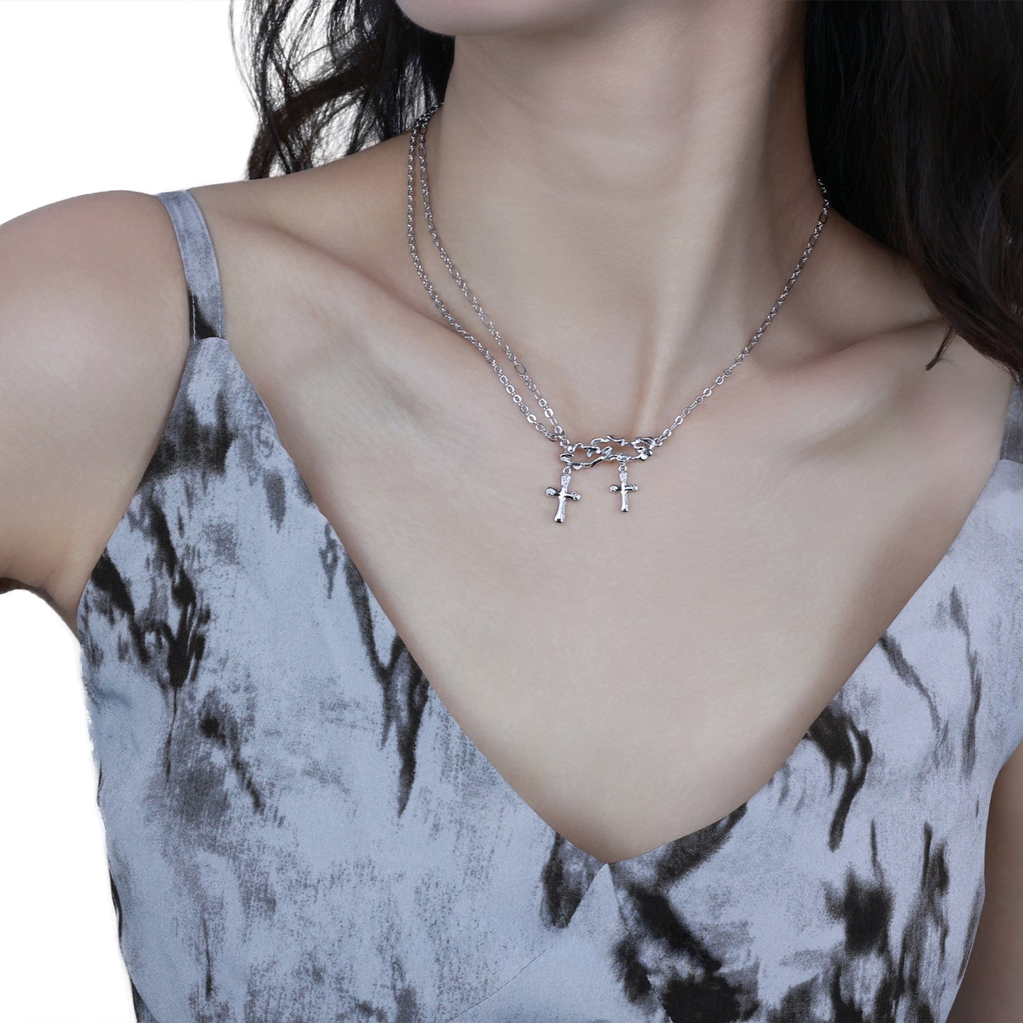 Double Cross Necklace