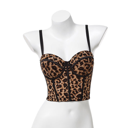 Leopard Boned Bustier Top
