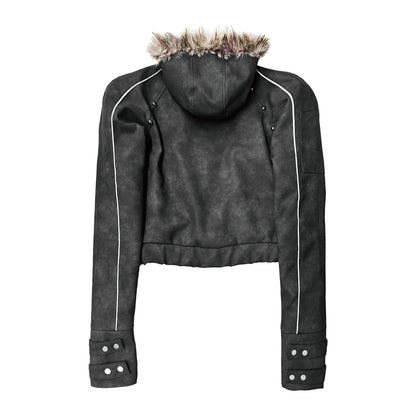 Fur Hood Dark Jacket
