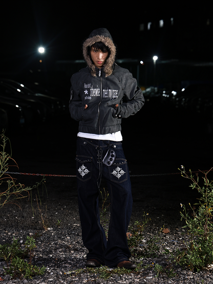 Fur Hood Dark Jacket