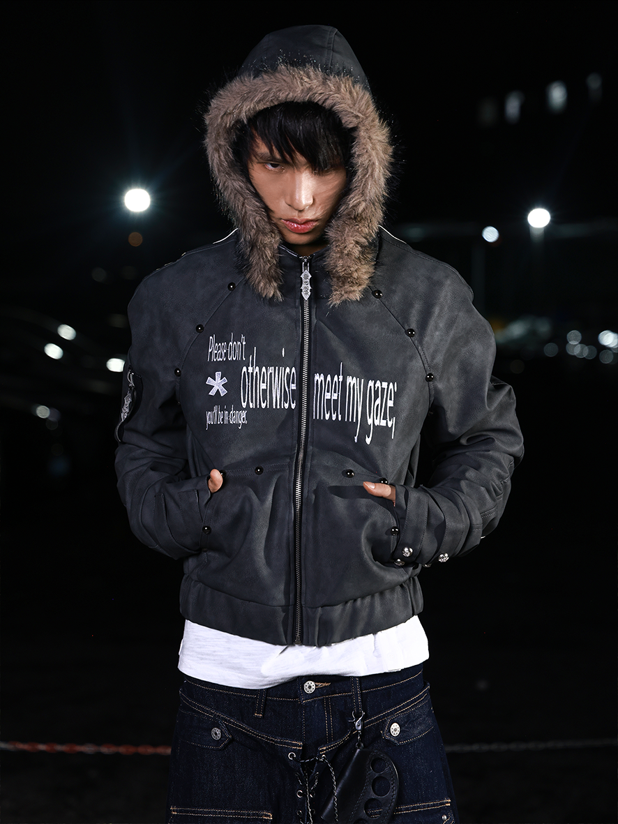 Fur Hood Dark Jacket