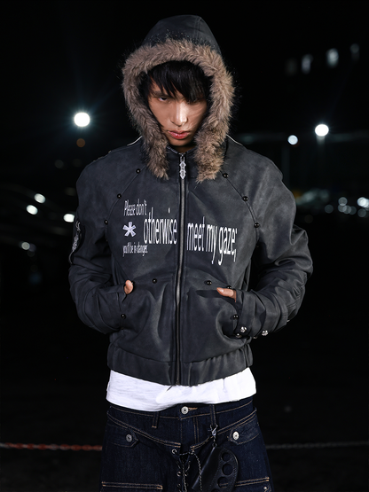 Fur Hood Dark Jacket