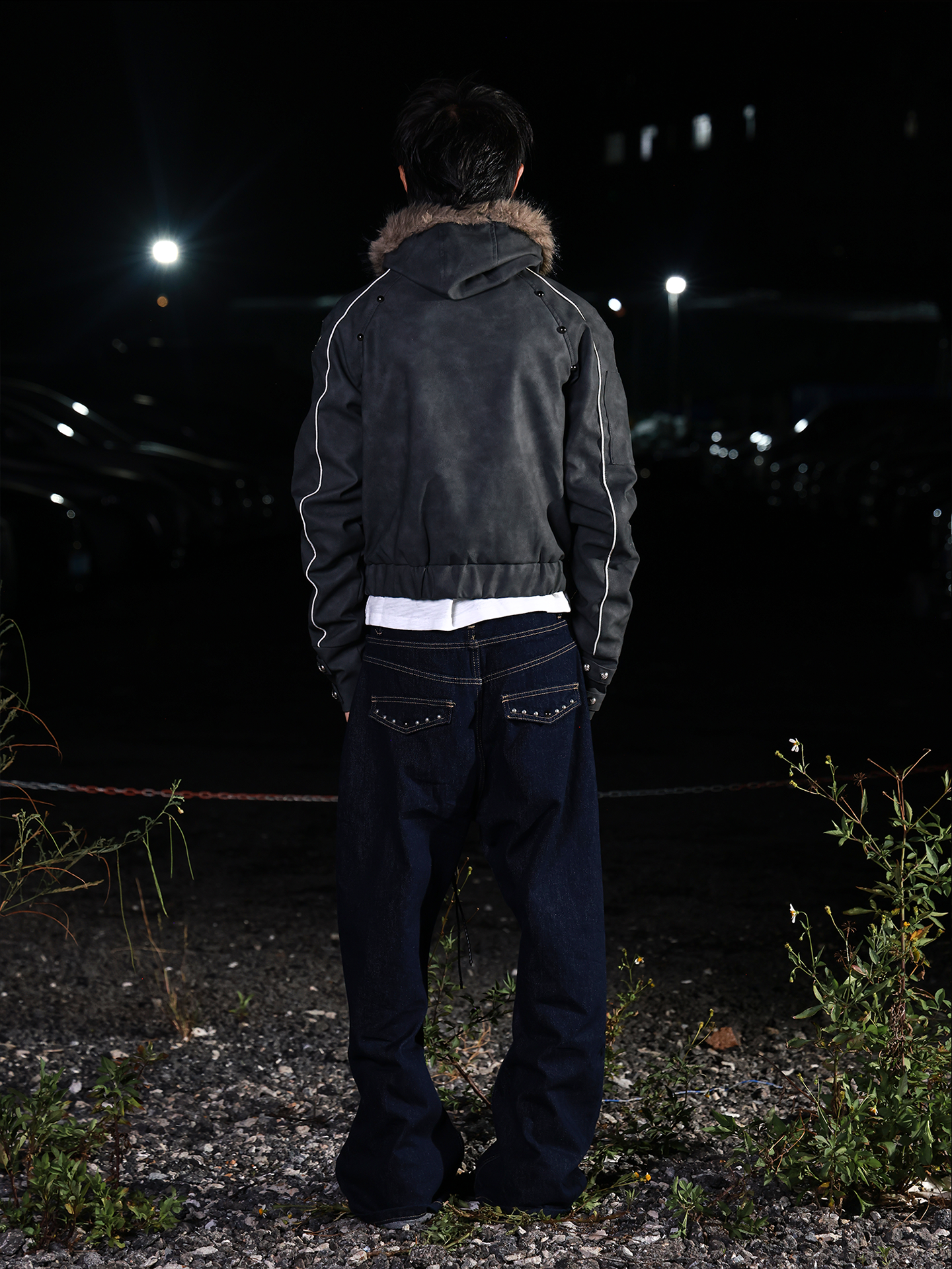 Fur Hood Dark Jacket