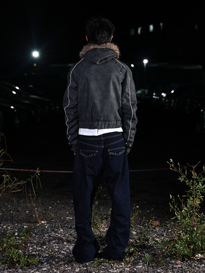 Fur Hood Dark Jacket