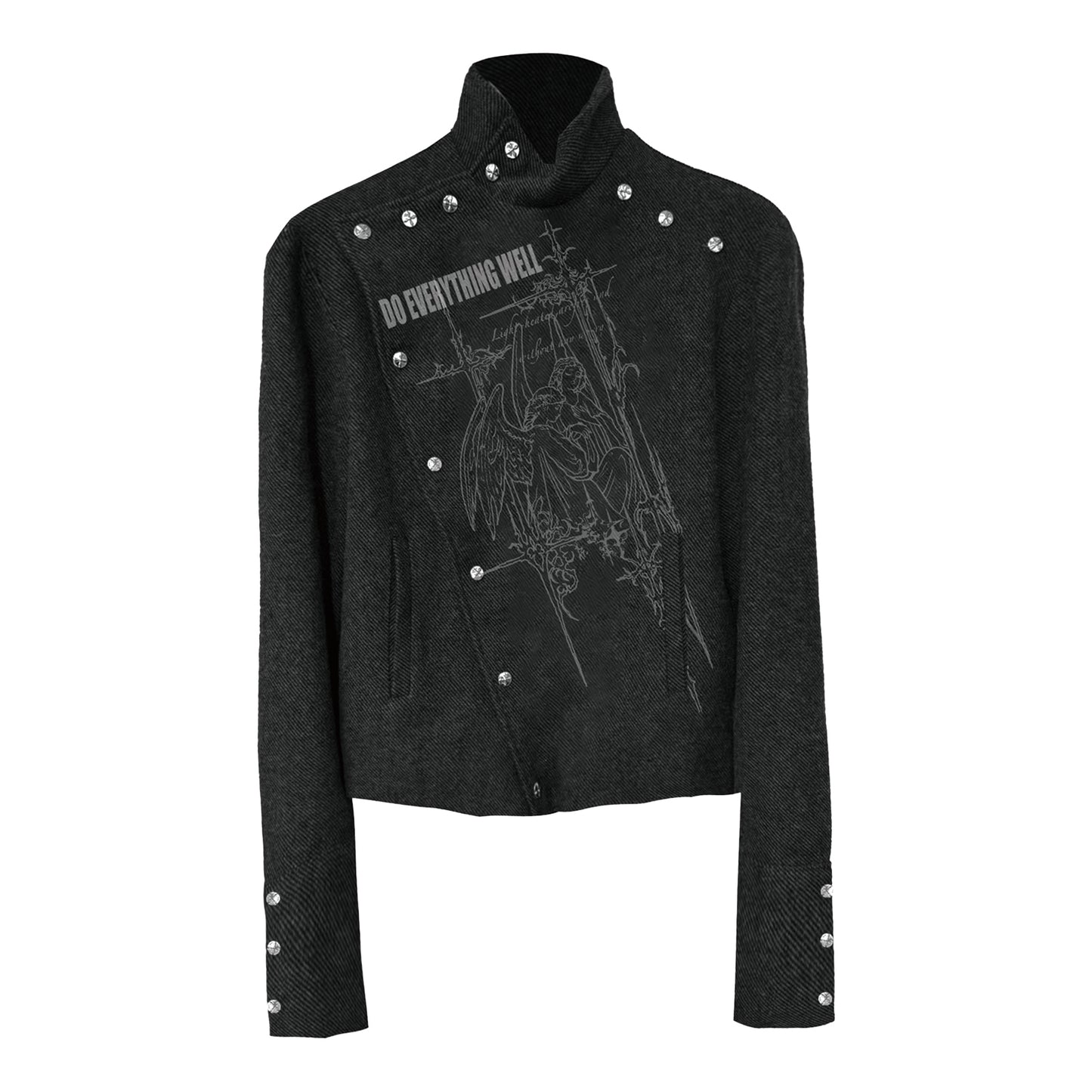 Buttoned Dark Stand Jacket