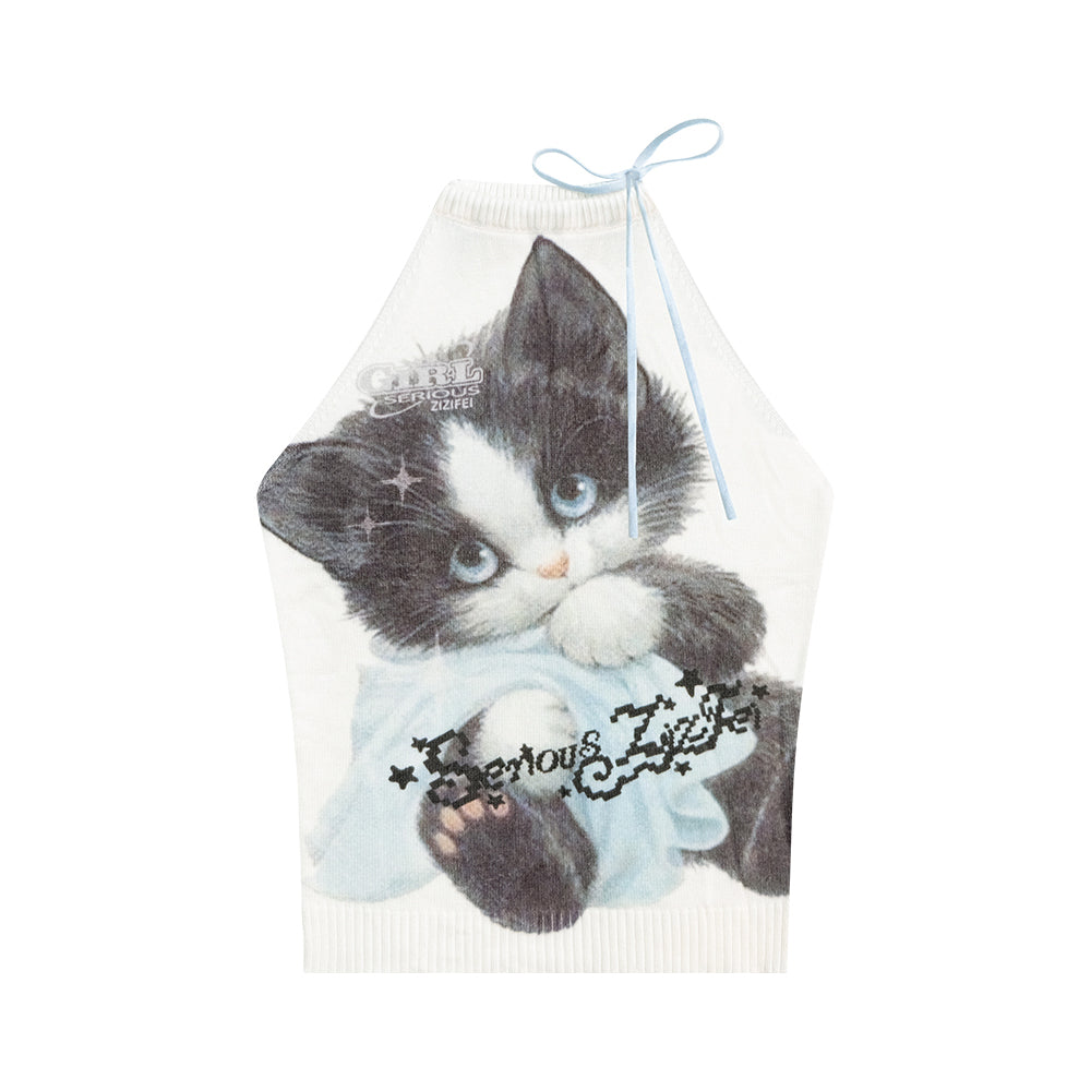 White Cat Tank Top