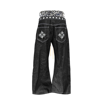 Leopard Patchwork Jeans