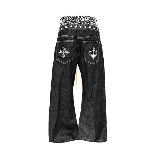 Leopard Patchwork Jeans