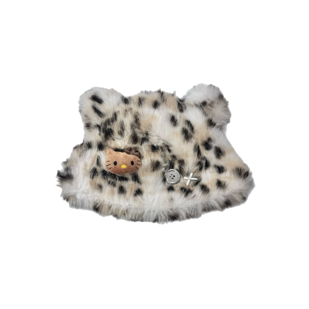 Leopard Faux Fur Bear-Ear Hat