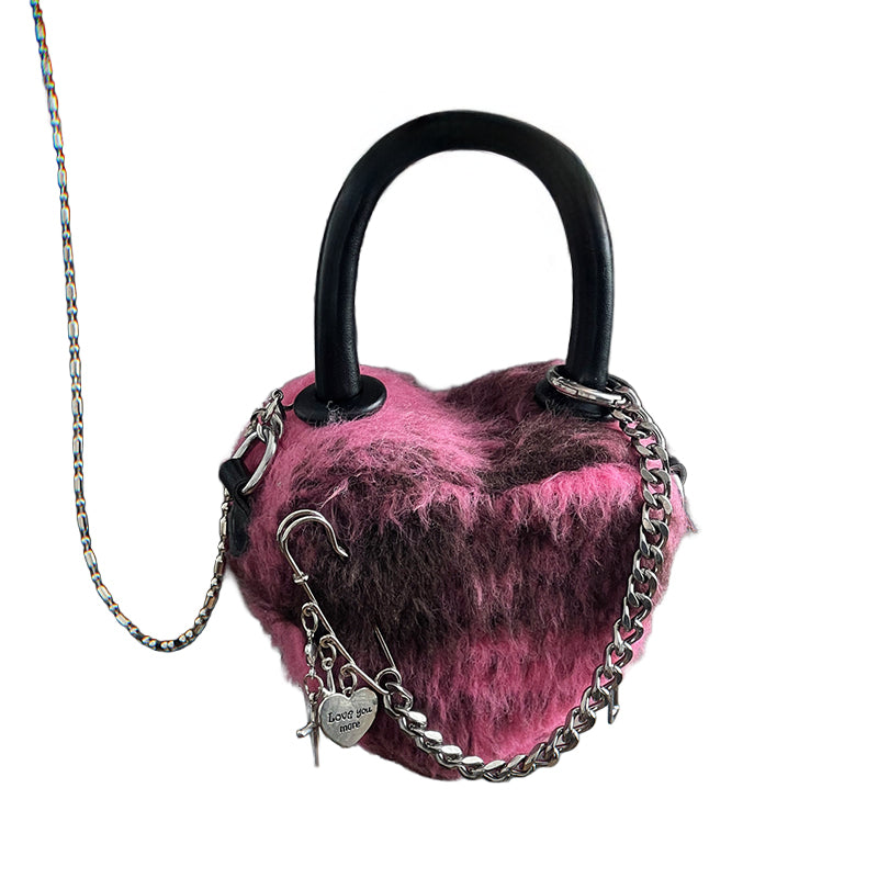 Fluffy Heart Chain Bag