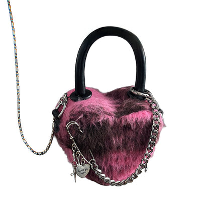 Fluffy Heart Chain Bag