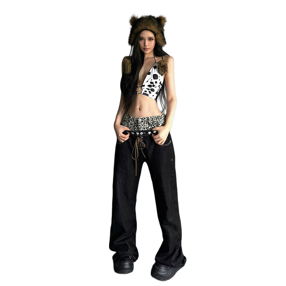 Leopard Patchwork Jeans