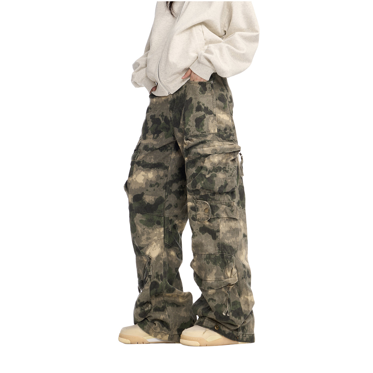 Camouflage Wide-Leg Pants