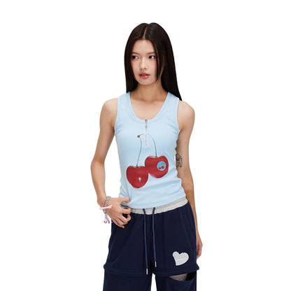 Cherry Zipper Vest