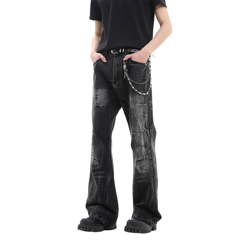 Washed Lightning Print Jeans