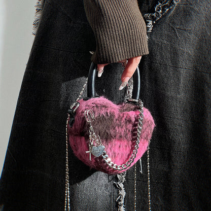 Fluffy Heart Chain Bag