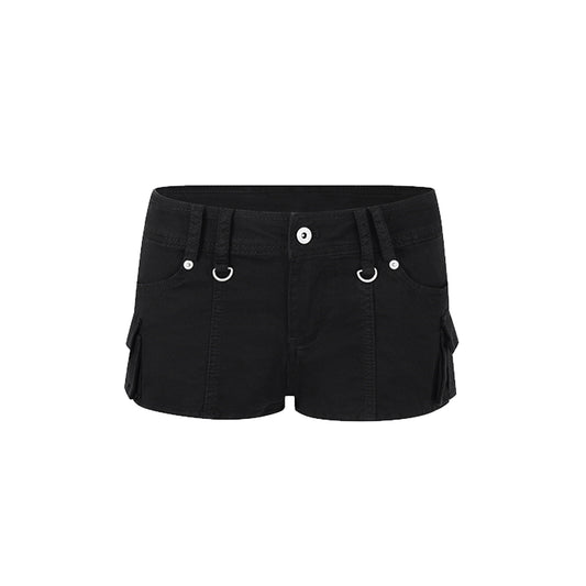 Black Utility Pocket Shorts