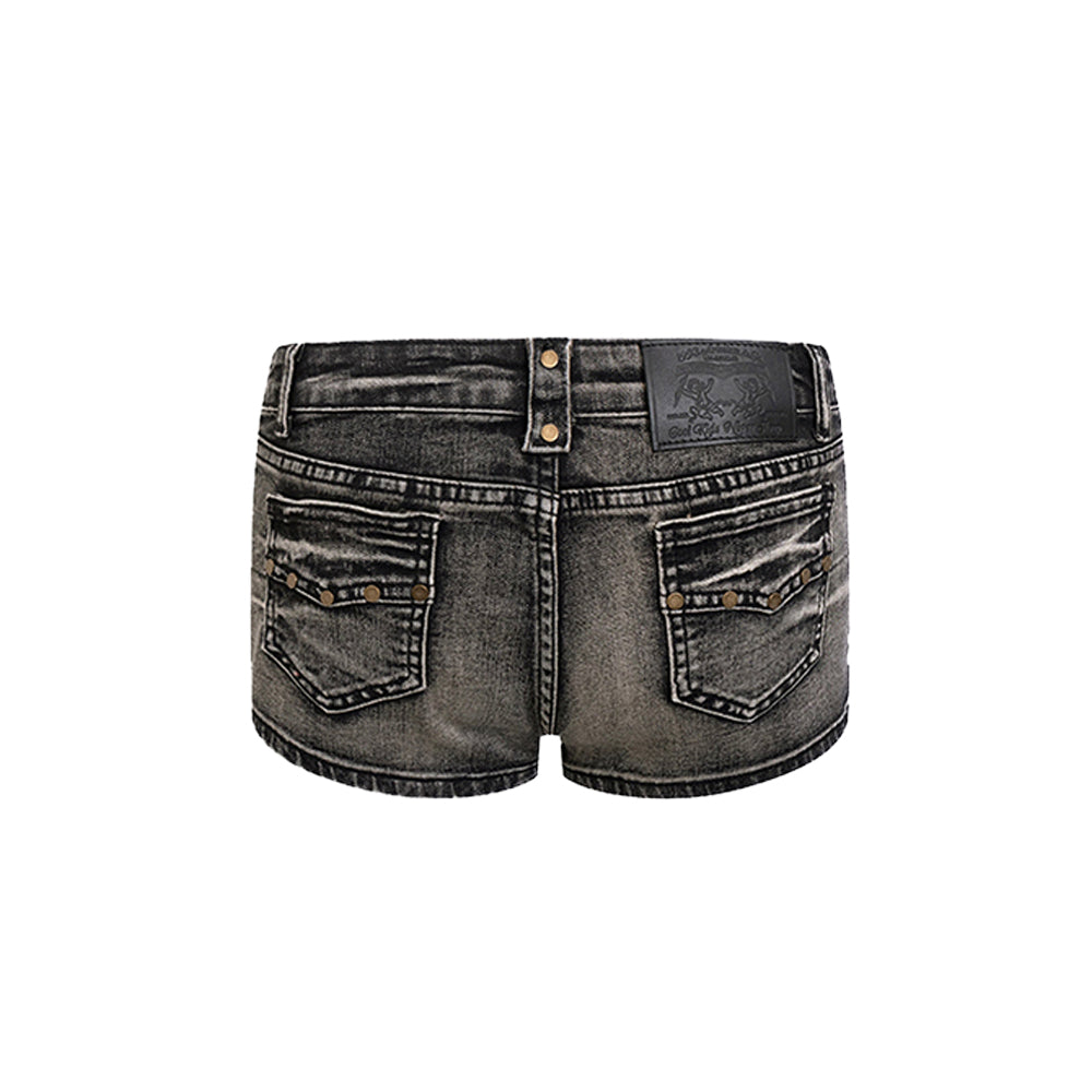 Washed Denim Shorts