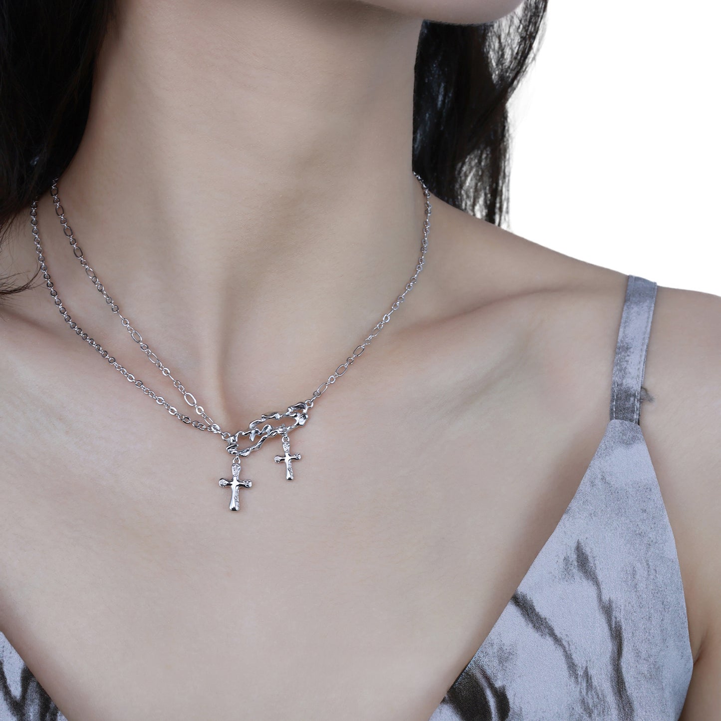 Double Cross Necklace