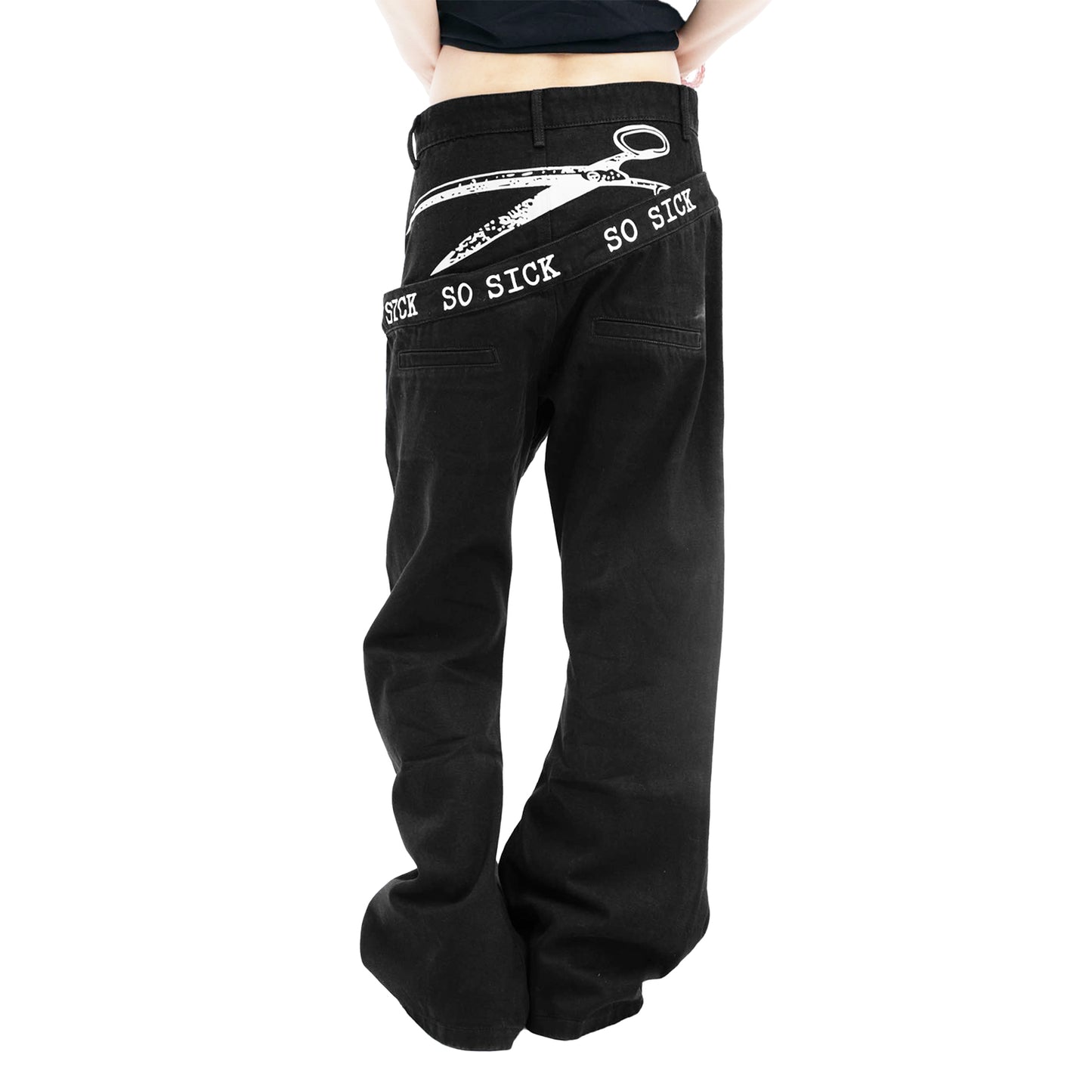 Graphic Back Wide Leg Jeans