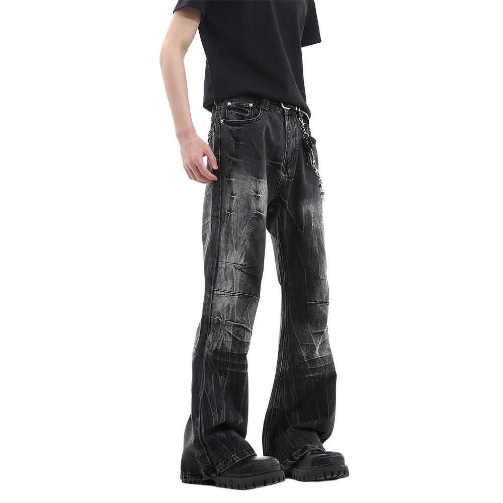 Washed Lightning Print Jeans