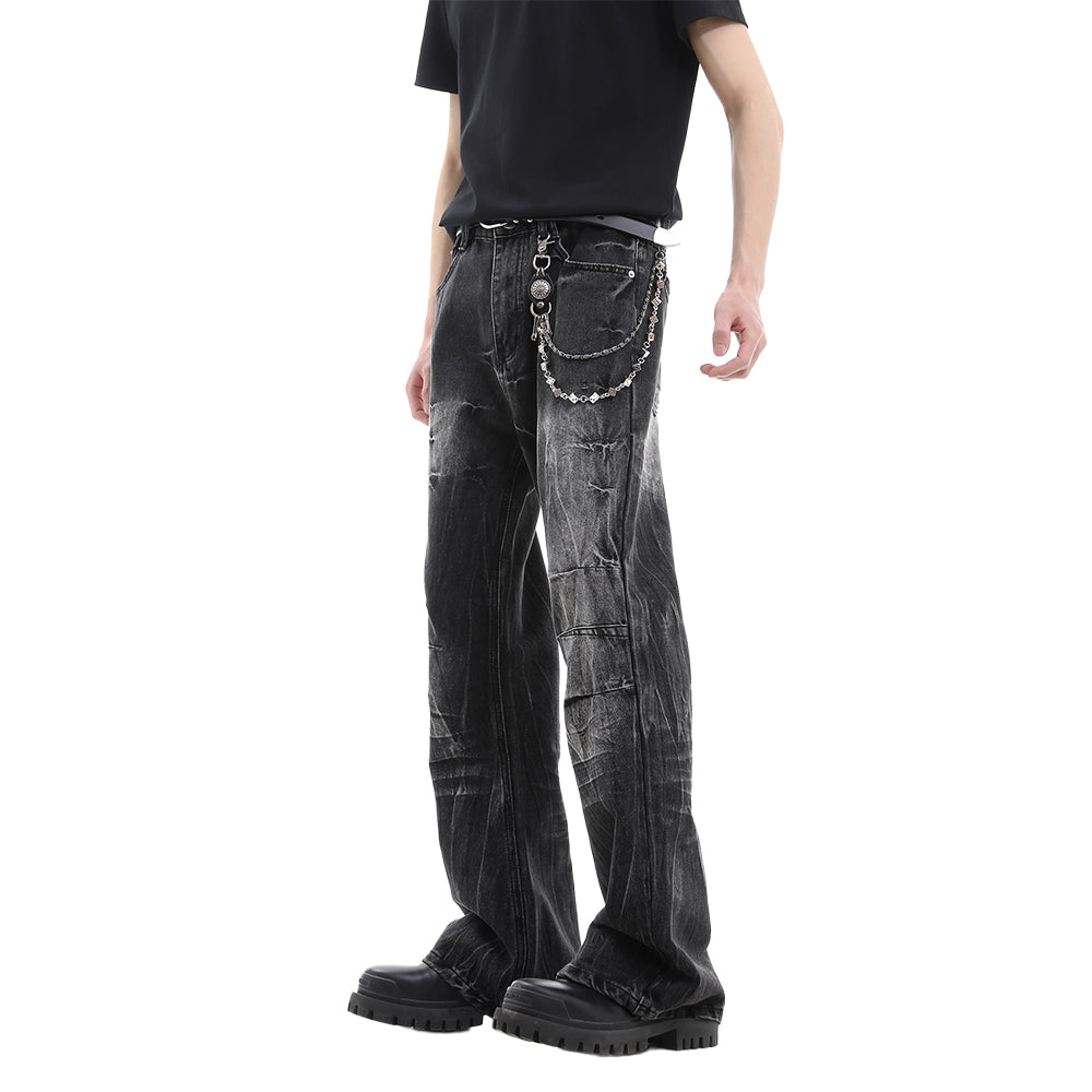 Washed Lightning Print Jeans