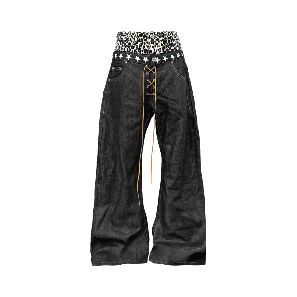 Leopard Patchwork Jeans