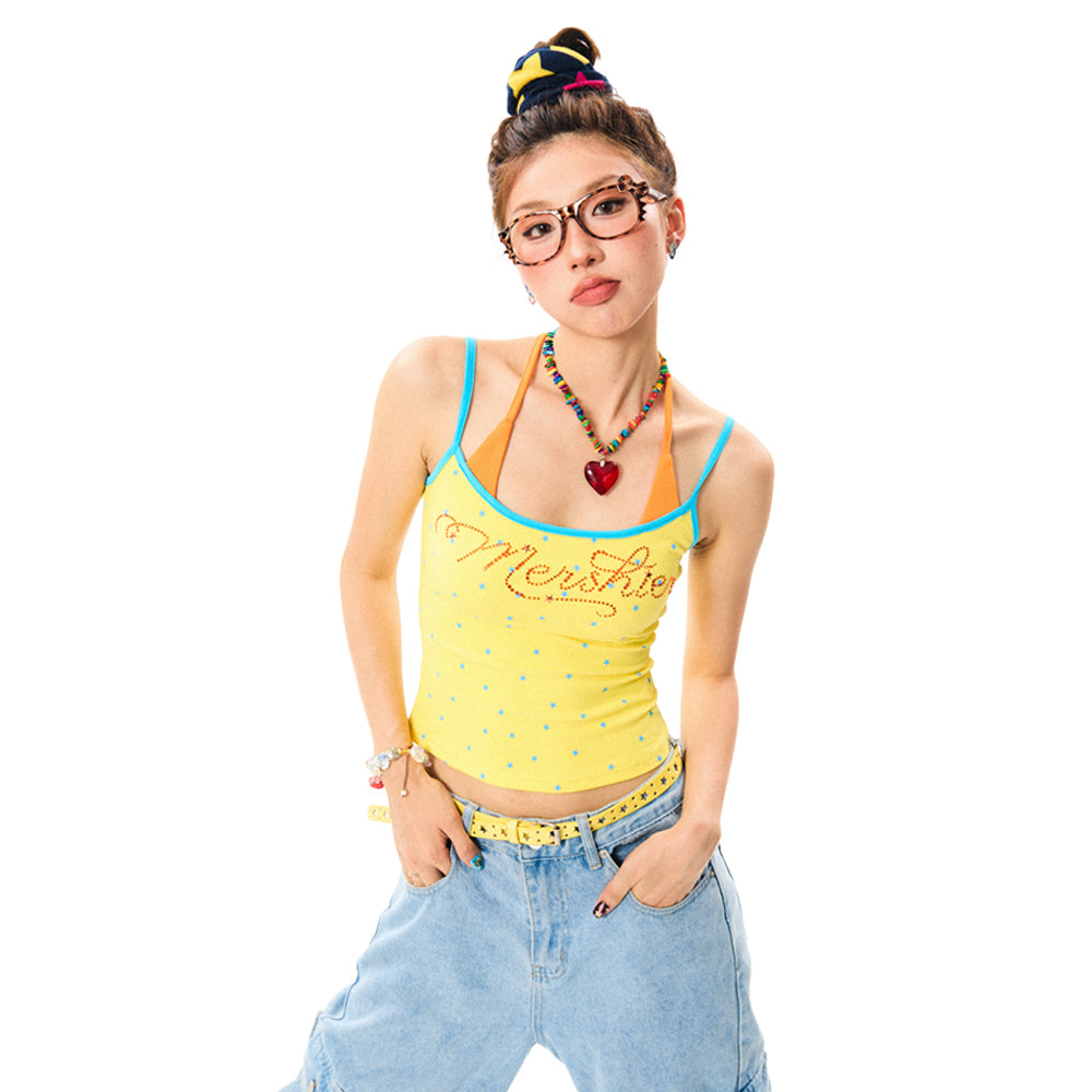 Rhinestone Layered-Look Cami