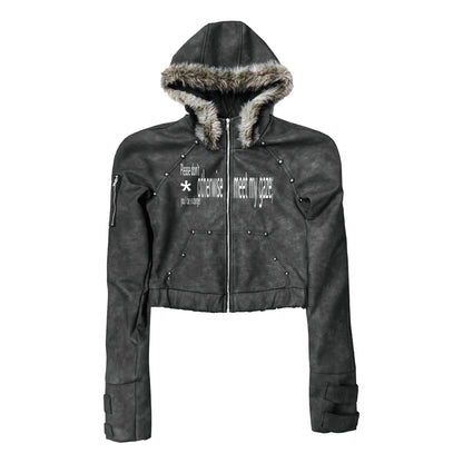 Fur Hood Dark Jacket