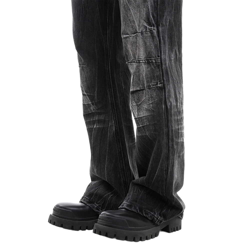 Washed Lightning Print Jeans