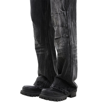 Washed Lightning Print Jeans